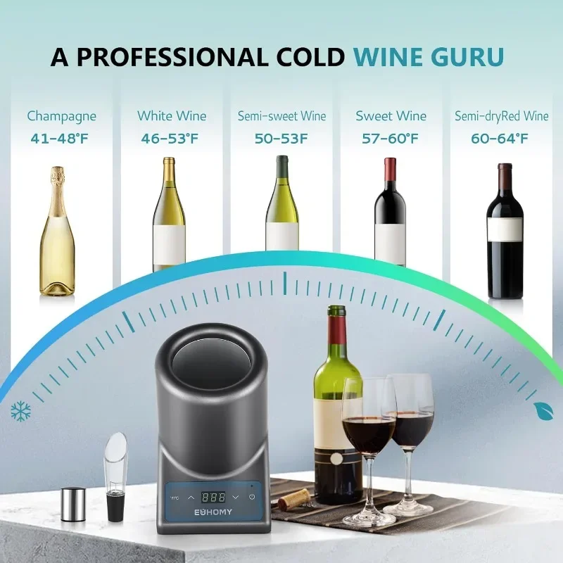 HAOYUNMA Wine Chiller Electric, Portable Wine Bottle Chiller for 750ml Wine & Champagne, Keep Cold Up To 24 Hours