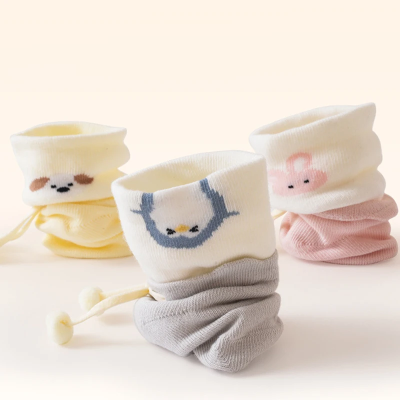 Newborn Baby Socks Adjustable Drawstring Toddler Socks Anti-drop Newborn Socks Cartoon Cotton Socks for Infant
