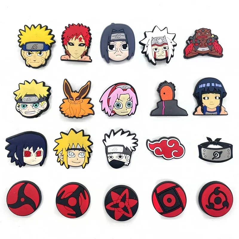 Random 5/10/20PCS Shoe Decoration Kakashi Itachi Anime Shoe Charms Garden Shoe Accessories Buckle Fit Clogs Sandals Decor Gift