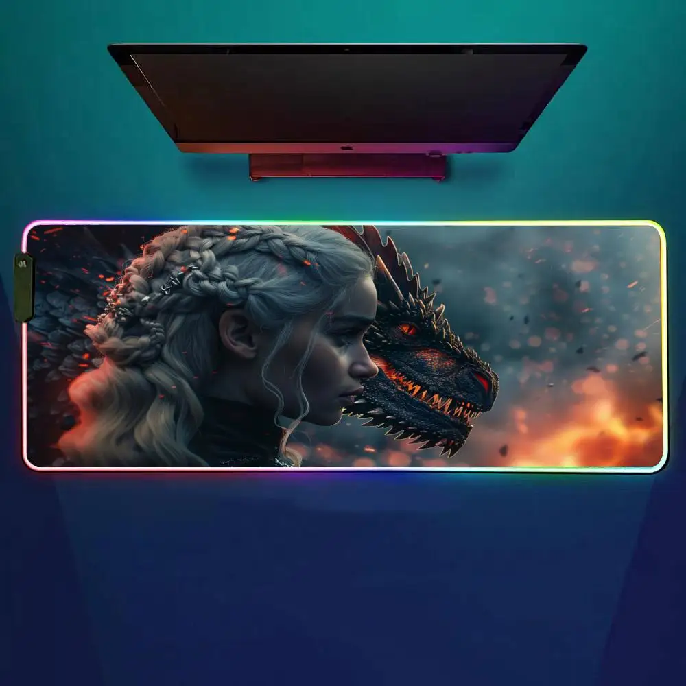 

Коврик для мыши TV Game Of Thrones, игровой коврик для мыши RGB, настольный коврик HD Gamer, большой светодиодный светильник, коврики для мыши XXL