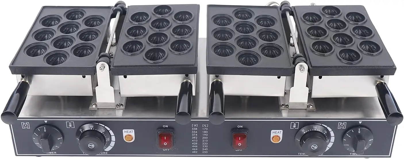 Máquina eléctrica para hacer pasteles de nueces, tostadora de 1500W, horno para hornear desayuno con Control de temperatura, capacidad de 20 piezas, gofres de nueces eléctricos