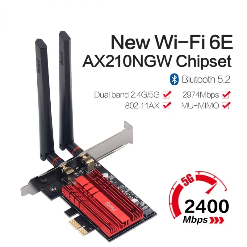 

Двухдиапазонный беспроводной сетевой адаптер Wi-Fi 6E PCIe 2,4G 5G 6Ghz 2400M Wi-Fi-карта для Bluetooth5.2 PCI Express Wlan