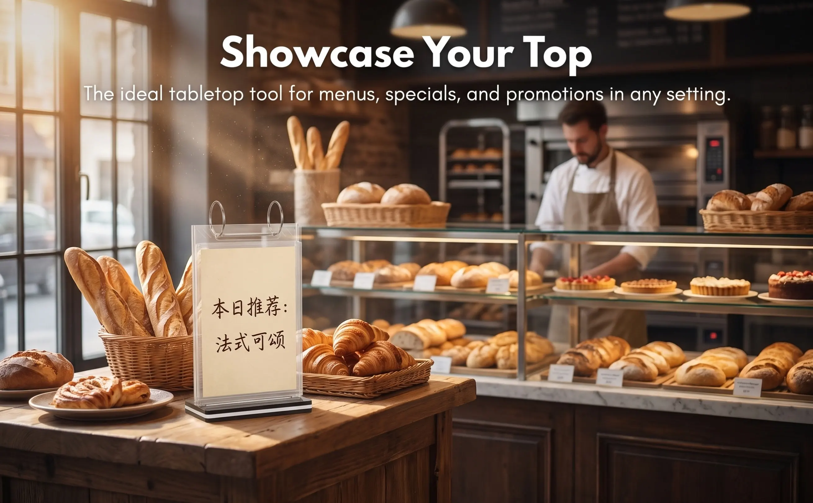 PVC Menu Display Stand A6 Size Tabletop Sign Holder with Stable Base for Restaurants Coffee Shops Retail Stores Supermarkets