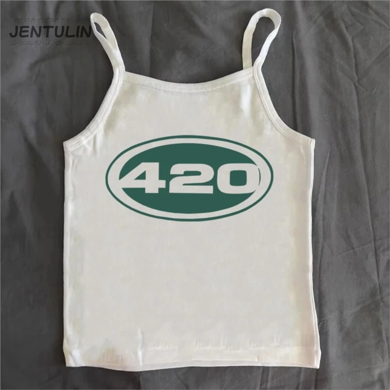 

Harajuku 420 Digital Printing Tops Tee Girls Black T-shirt Sling Female Summer T-shirt Women Graphic Baby Tees Cute Crop Tops