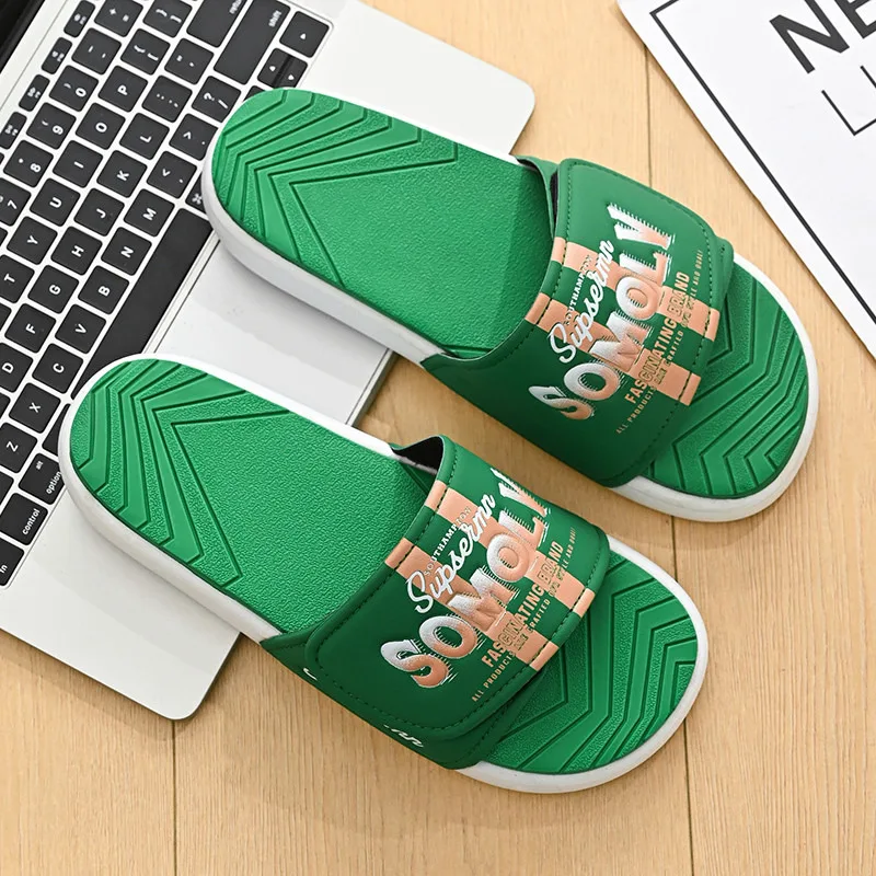 

New Design Fashion Slides Men Summer Platform Beach Men Sandals Plus Size 46 Letter Print Indoor Slippers Male pantuflas hombre
