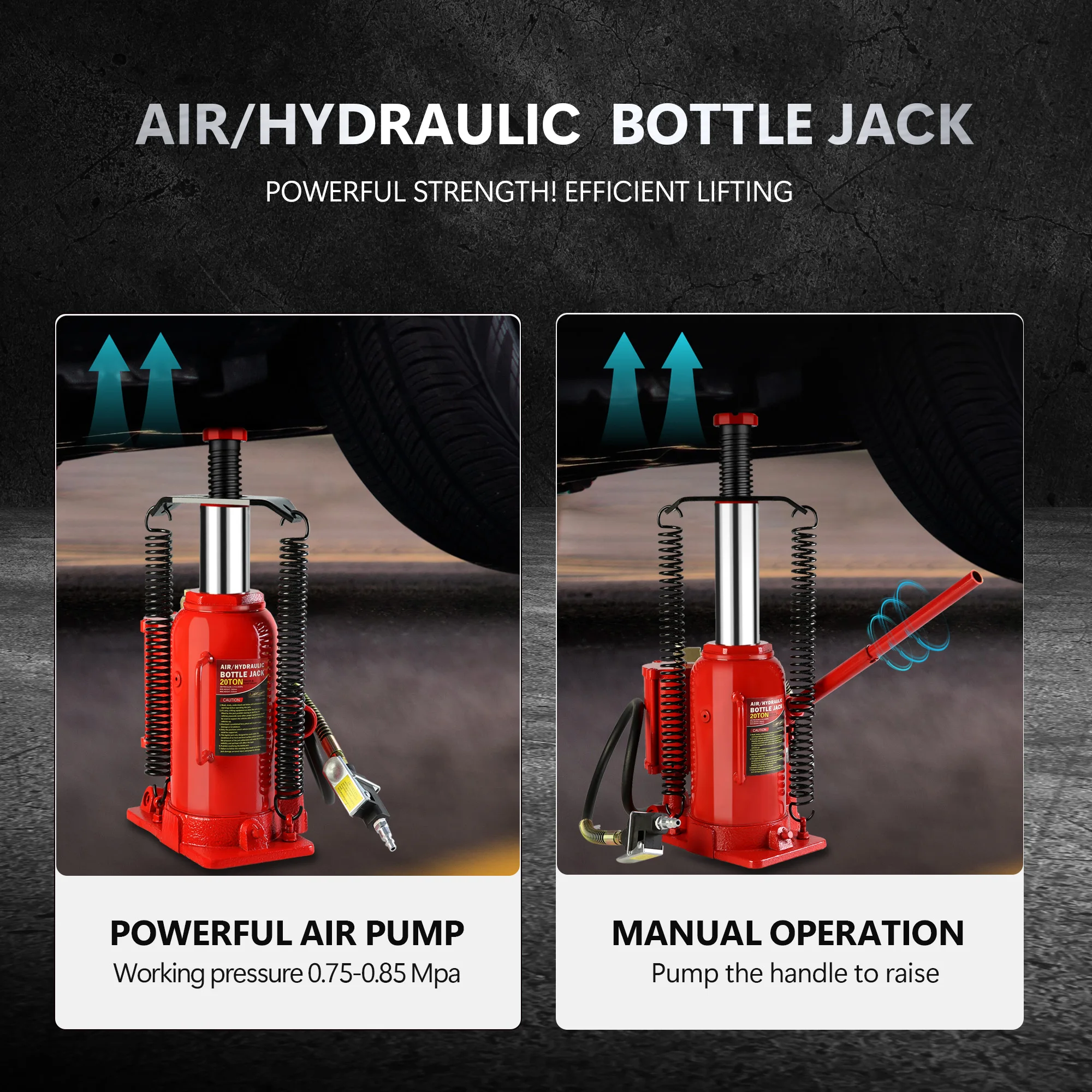 20 Ton Air Hydraulic Bottle Jack, with Manual Hand Pump Used for The Maintenance of Automobiles, Agricultural Vehicles