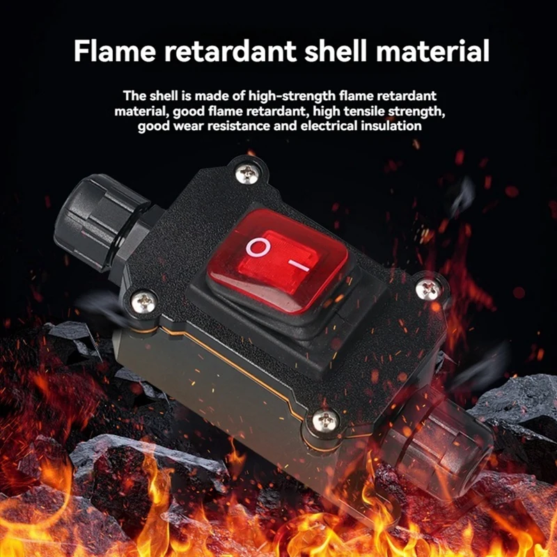 IP68 Waterproof Boat Rocker Switch 220V Waterproof Switch With LED Light Power Button On/OFF