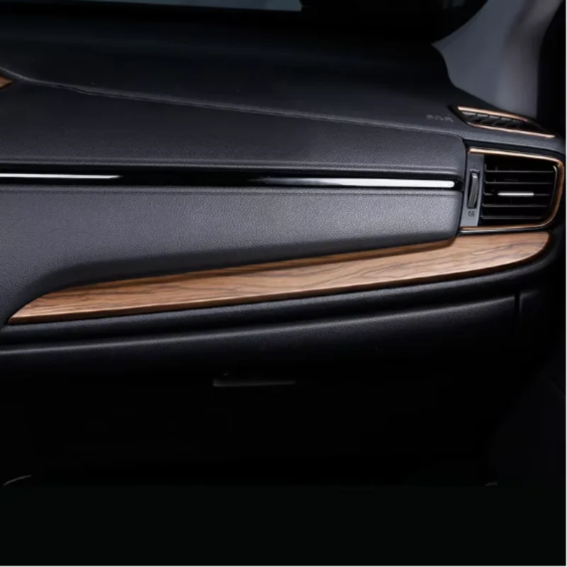 Car Accessories LHD Fit For Honda CRV CR-V 2017 -2022 Hybrid ABS Central Control Dashboard Trim Strip Cover Stickers