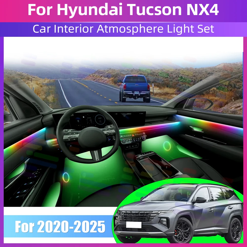 

For Hyundai Tucson NX4 2020-2025 Car Atmosphere Light Lamp RGB Dream Colors Shade Ensemble Streamer Atmosphere Set