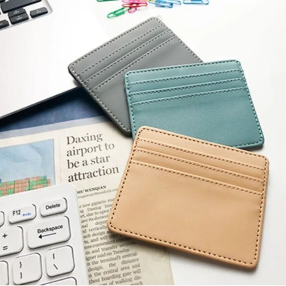 Simple Candy Color ID Card Business Bank card Women Men Short Wallet Short Purse Multi Slot Card Holder Slim Billfold