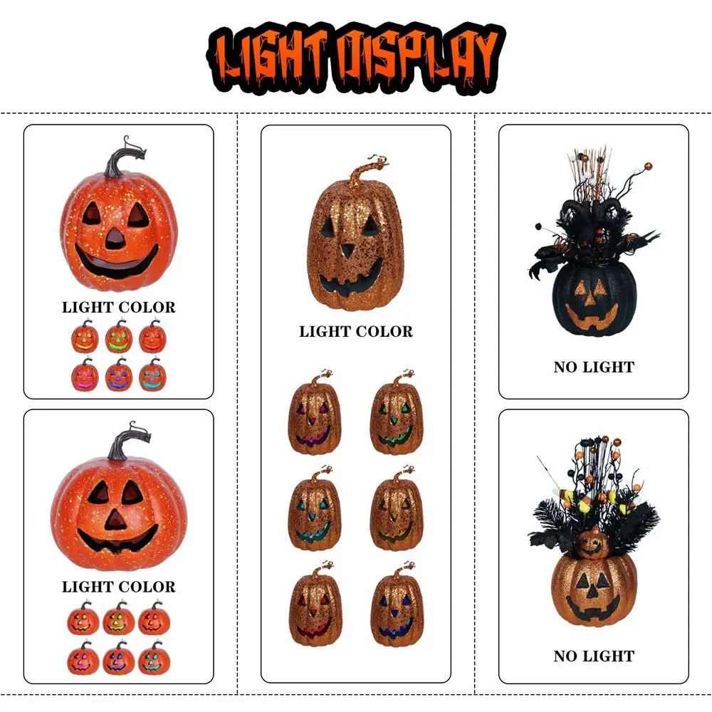 مخيف هالوين اليقطين ضوء الديكور البلاستيك رائعة اليقطين تشكيلة زهور ديكور مصباح ليد متوهجة اليقطين ديكور