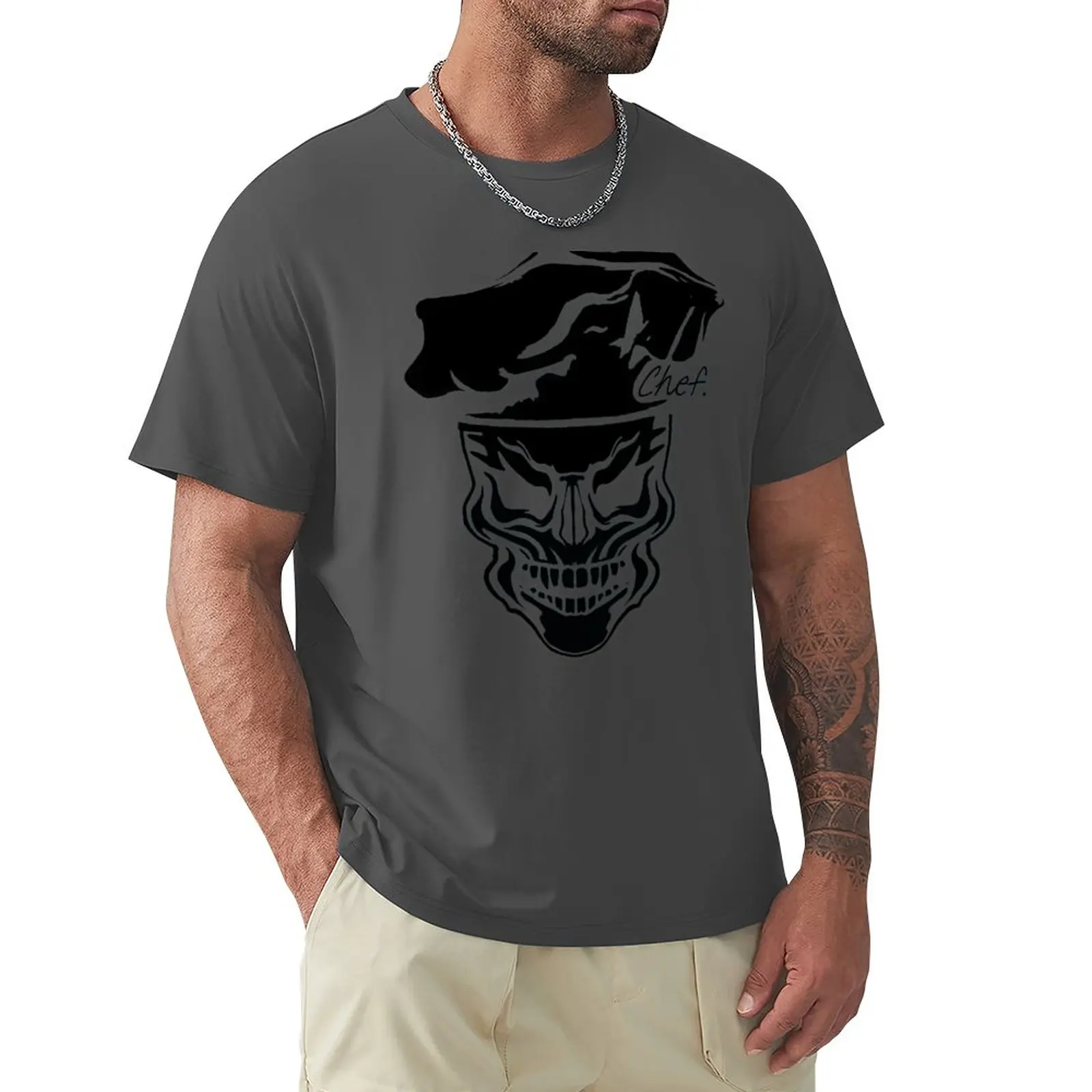 Chef Skull T-Shirt boys animal print shirt sports fan t-shirts Aesthetic clothing designer t shirt men