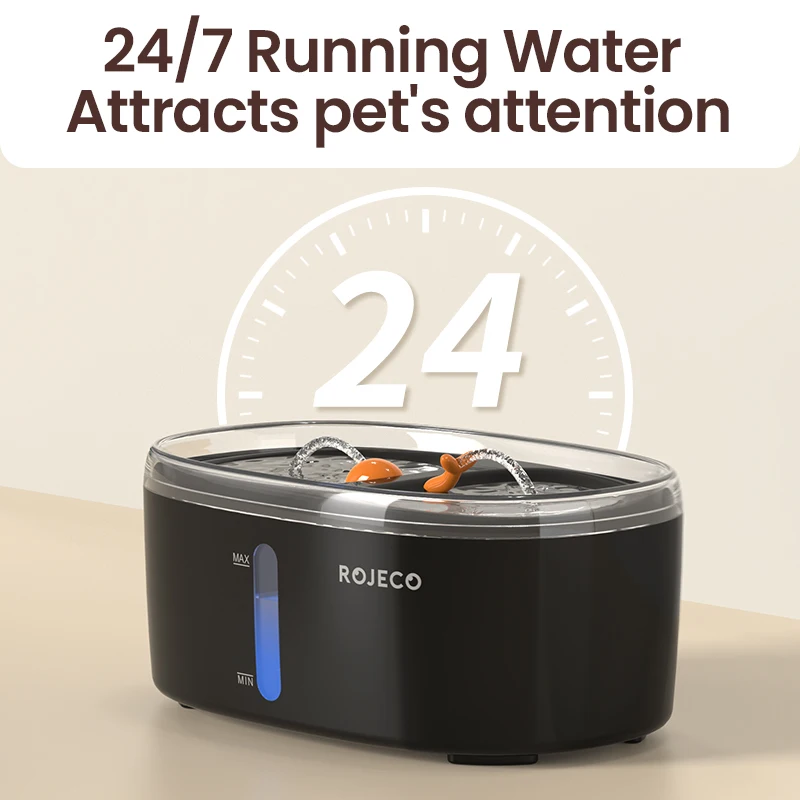 ROJECO Automatic Cat Water Fountain Double Bowl Pets Water Dispenser for Dog Smart Drinker Cats Water Filter Drinking Accessorie