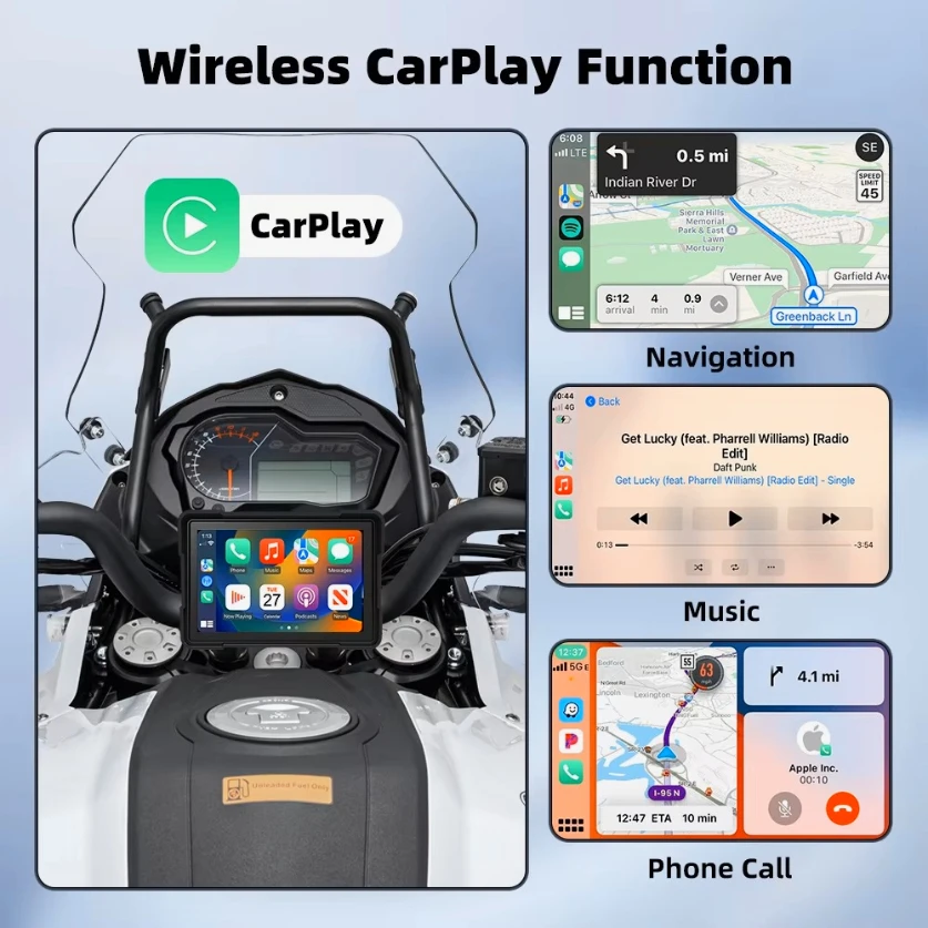 SMART factory carplay android auto smart touch screen dual camera 5inch lcd screen wifi max 64gb sd card for motorcycle bicycle