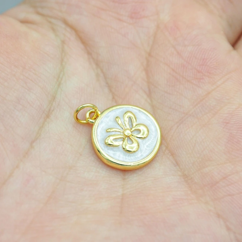 

5Pcs Charms Copper Gold Color Enamel White Approx 13.7x19.3mm Jewelry Special Gift For Women
