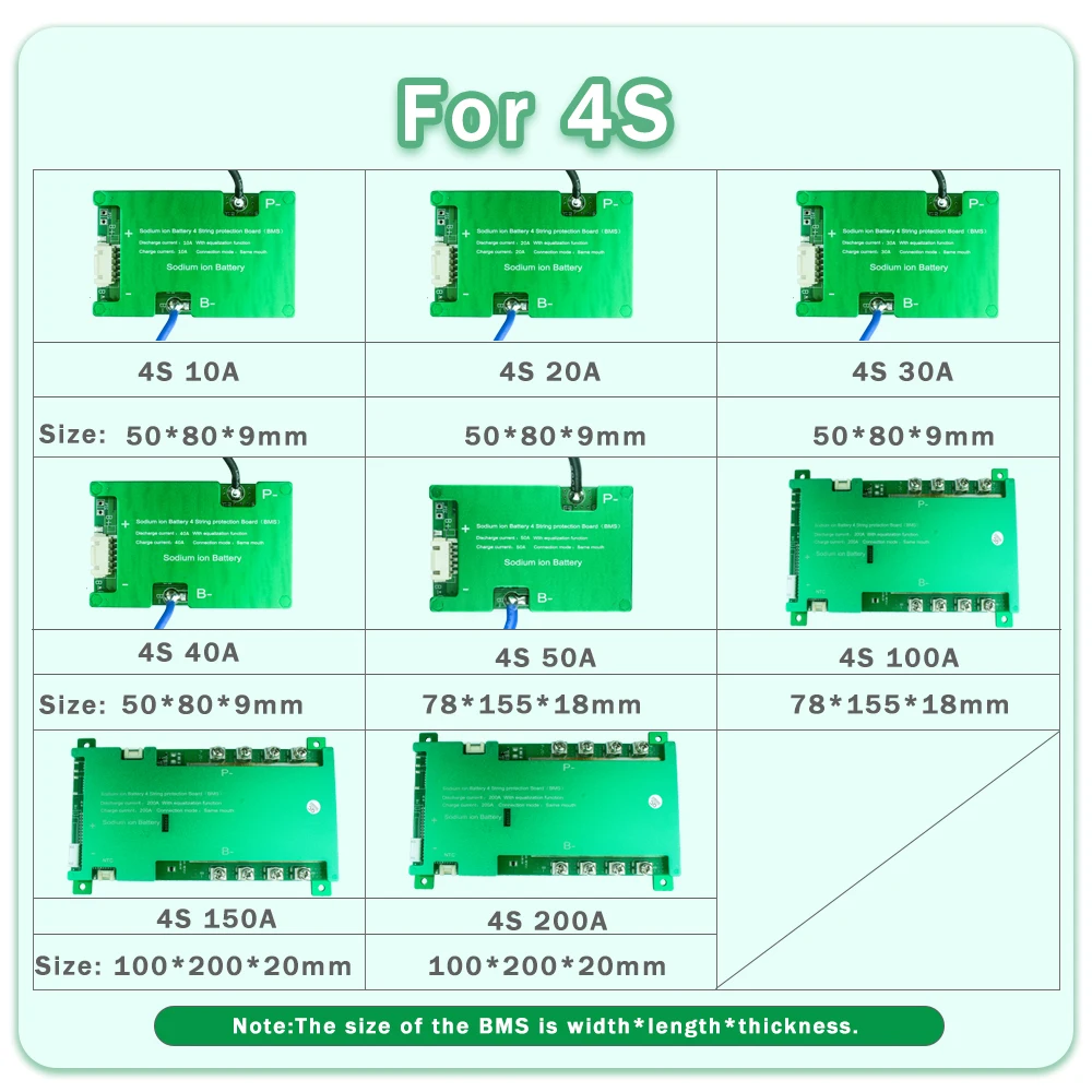 SIB BMS 3V NA-แบตเตอรี่โทรศัพท์ DIY 4S 8S 16S 12V 24V 48V 200A BMS สำหรับโซเดียมแบตเตอรี่ป้องกันบอร์ดที่มีความสมดุล