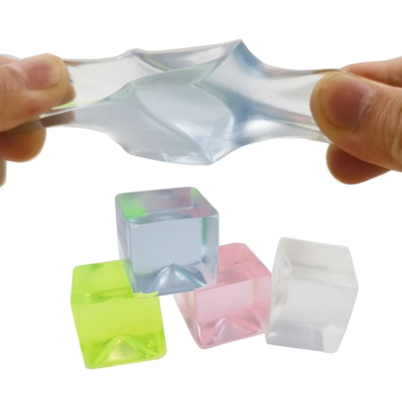 77HD Ice Block Anti-Stress TPR Toy Simulation Ice Cube Soft Stretchy Toy Handsqueeze Toy Novelty Practical Joke Props