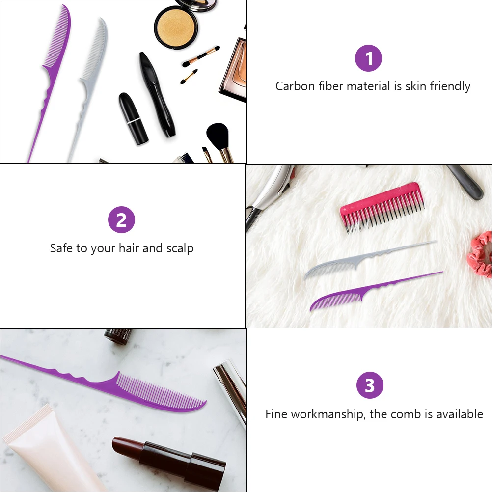 

2pcs Teasing Point-Tail Hair Styling Salon Carbon Fiber Premium Unisex Fine Workmanship Long Short Hair Professional for Women