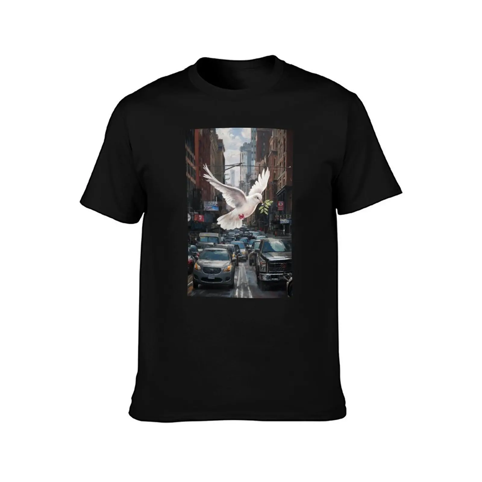 Dove Stencil Graffiti T-Shirt t shirt man cotton T-Shirt