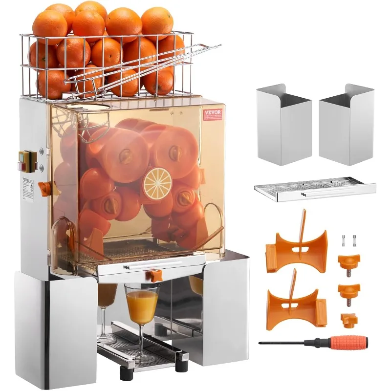 VEVOR Commercial Orange Juicer Machine, 120W Automatic Juice Extractor,Stainless Steel Orange Squeezer for 20 Oranges Per Minute