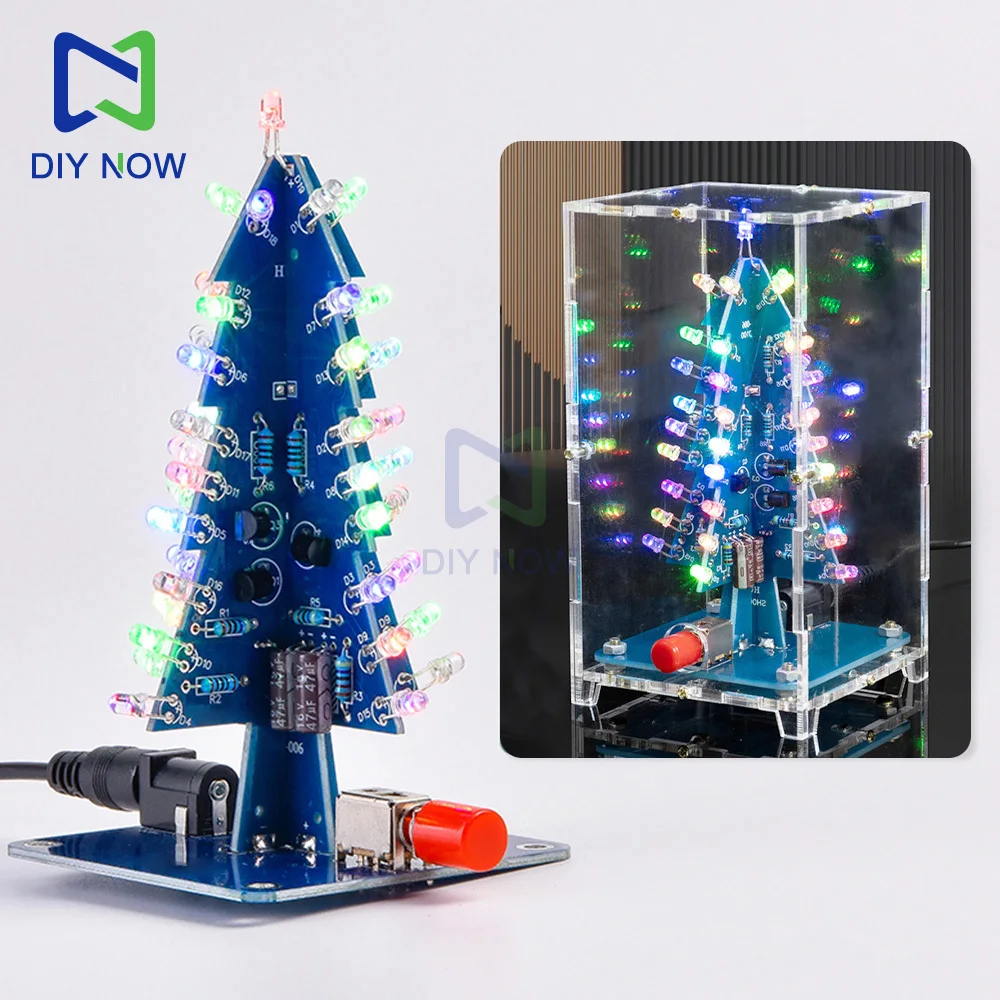 LED الملونة شجرة عيد الميلاد DIY كيت LED فلاش ضوء مجموعة دوائر كهربائية متعة لحام ممارسة كيت PCB DIY كيت #1