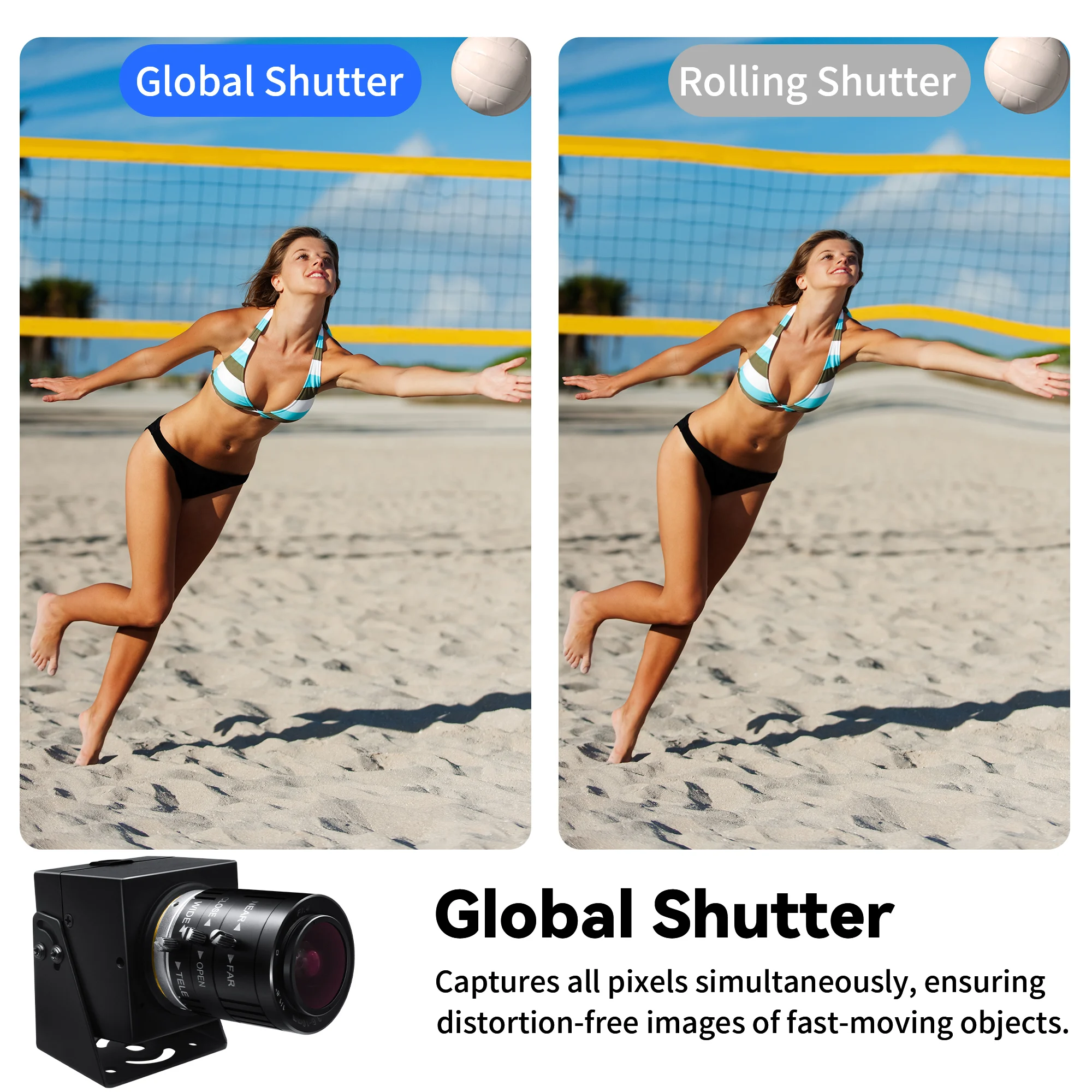 ELP 5MP USB Camera 1944P 50fps Global Shutter High Speed USB Camera, 3X Optical Zoom Wecam with 3.6-10mm Lens for PC,Pi,Laptop