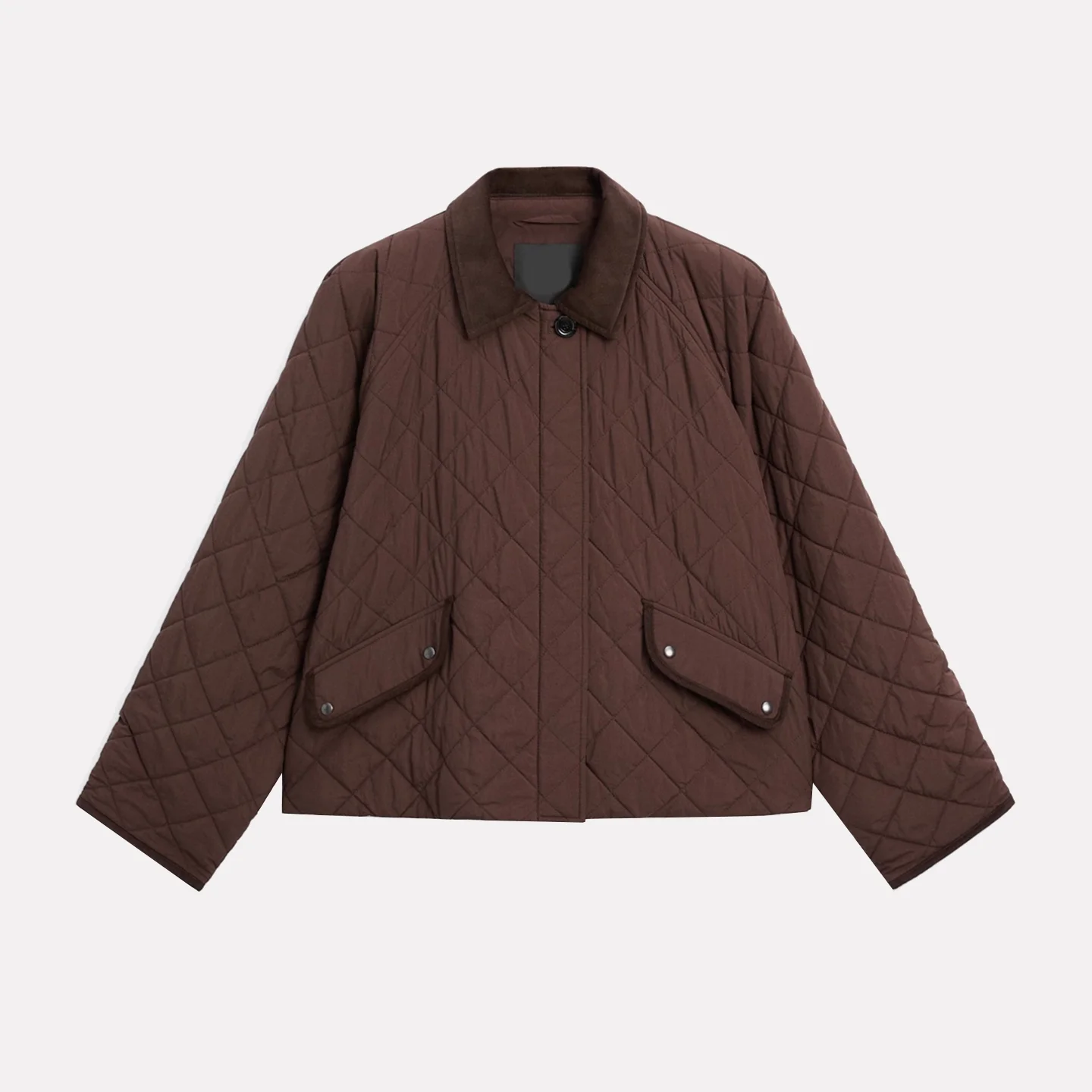 

Autumn 2025 Women's Cotton Jaet Quilted Lightweight Turn-down Collar Diamond Patterned Casual Comfortable Long Sve Coat