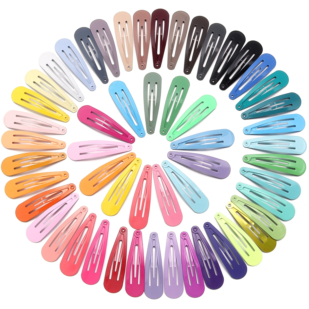 50pcs Iron Snap Hairpin Colorful Water Drop Shape Barrette Solid BB Hair Clips for DIY Headwear Ornament Accessories wholesales