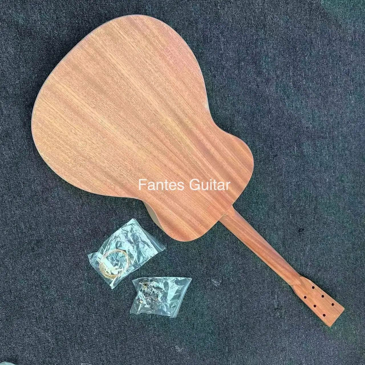 Custom 39 Inch O OO OOO OMBody Solid Mahogany Back Side Acoustic Guitar Kits, Ebony Fingerboard, No Painting
