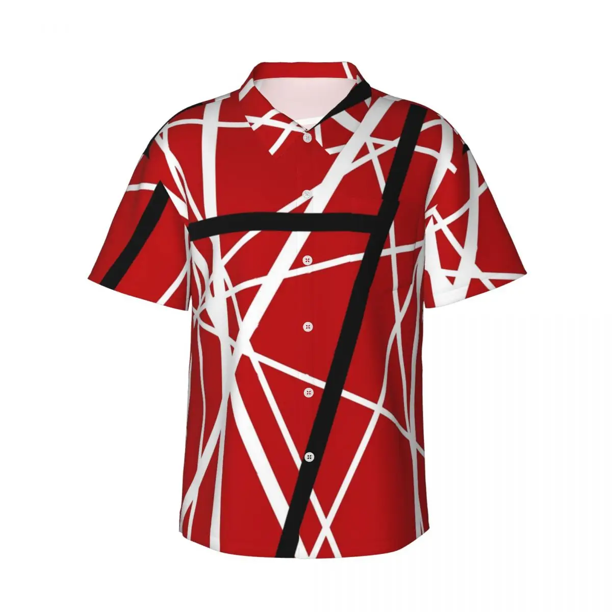 Summer Shirt Beach Van Halen Blouses Lines Print Cool Casual Shirts Male Short Sleeve Y2K Street Clothing