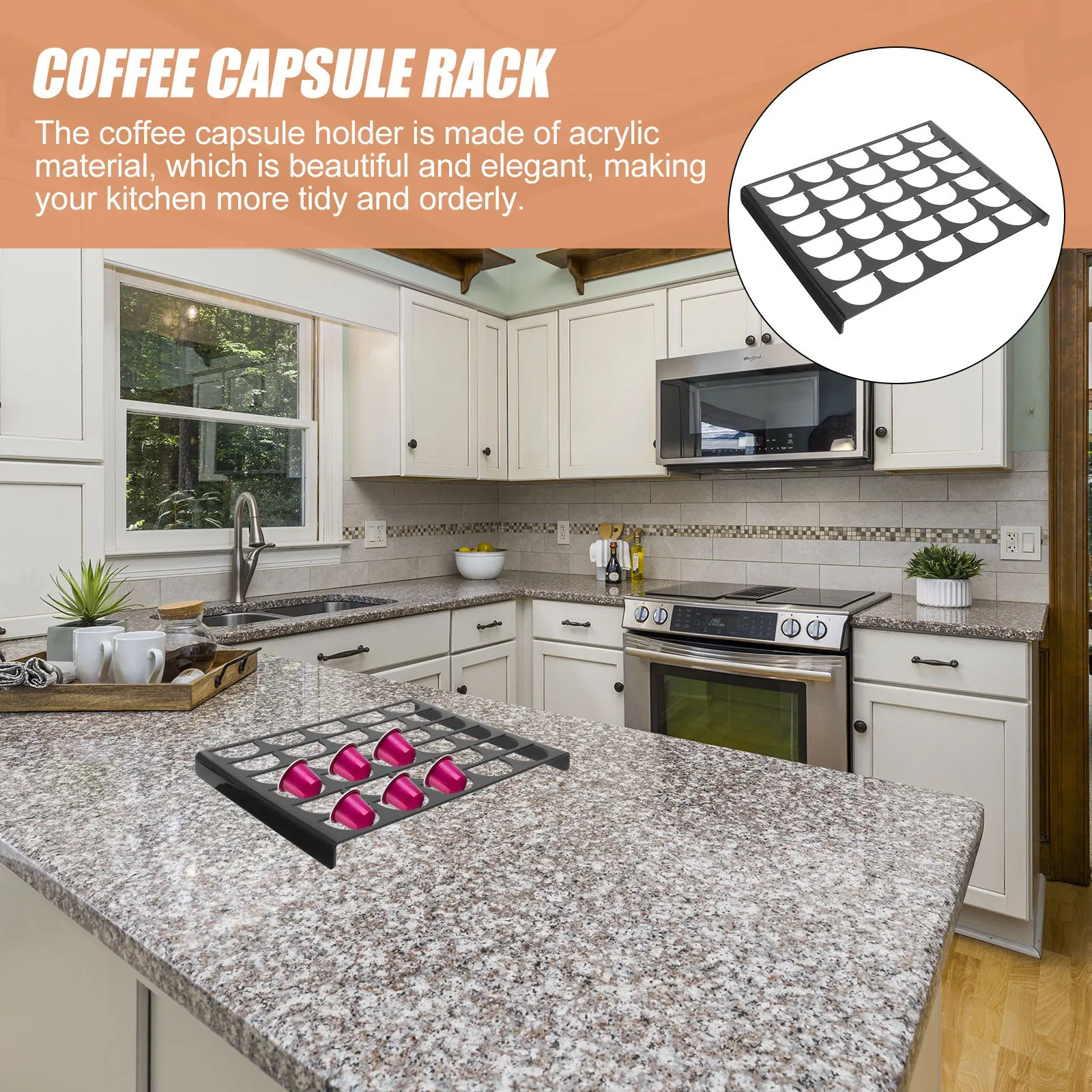 

Acrylic Coffee Capsule Storage Rack Multi Grid Organizer Large Capacity Coffee Capsule Holder Kitchen Countertop Organizer