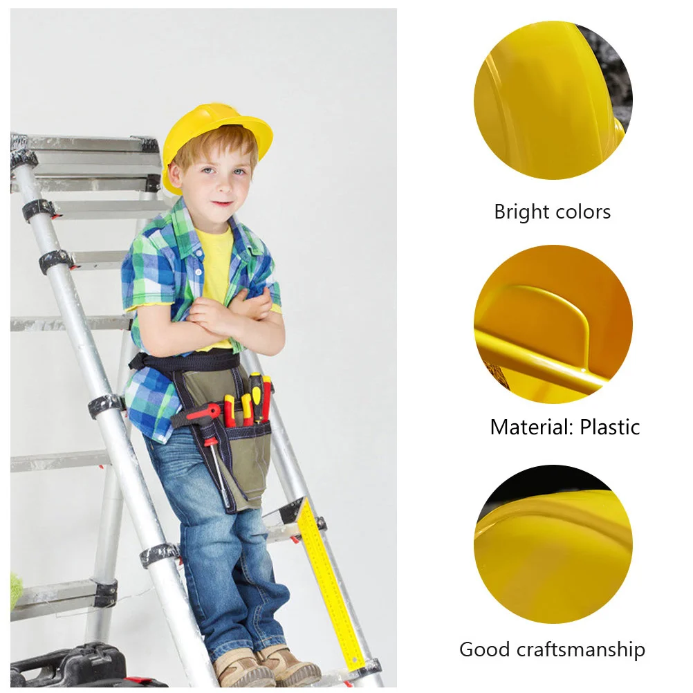 10Pcs Kids Construction Hard Hats Yellow Building Dress Up for Party Celebration Playtime Outdoor Role Play Game