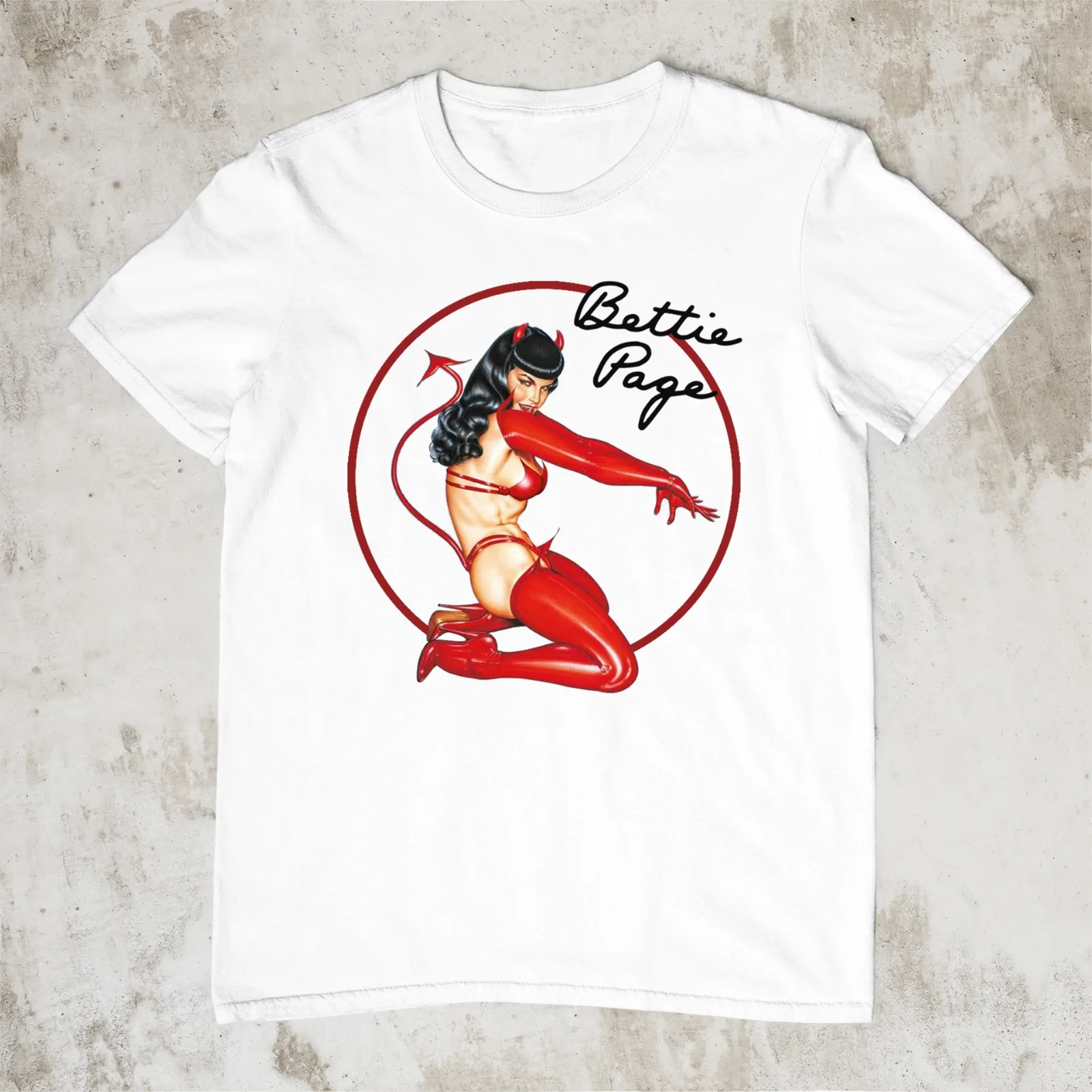 Red Devil Bettie Page T Shirt White S 234XL For Fans GC1251