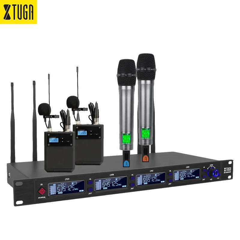 

Xtuga M-6604S Hot selling microphone wireless professional uhf True Diversity wireless microphone