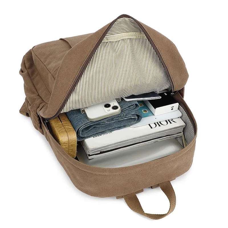 حقيبة ظهر رجالية من القماش مقاومة للاهتراء، سعة كبيرة 15.6 بوصة لتخزين الكمبيوتر، حقيبة ظهر نسائية محمولة متعددة الجيوب للسفر