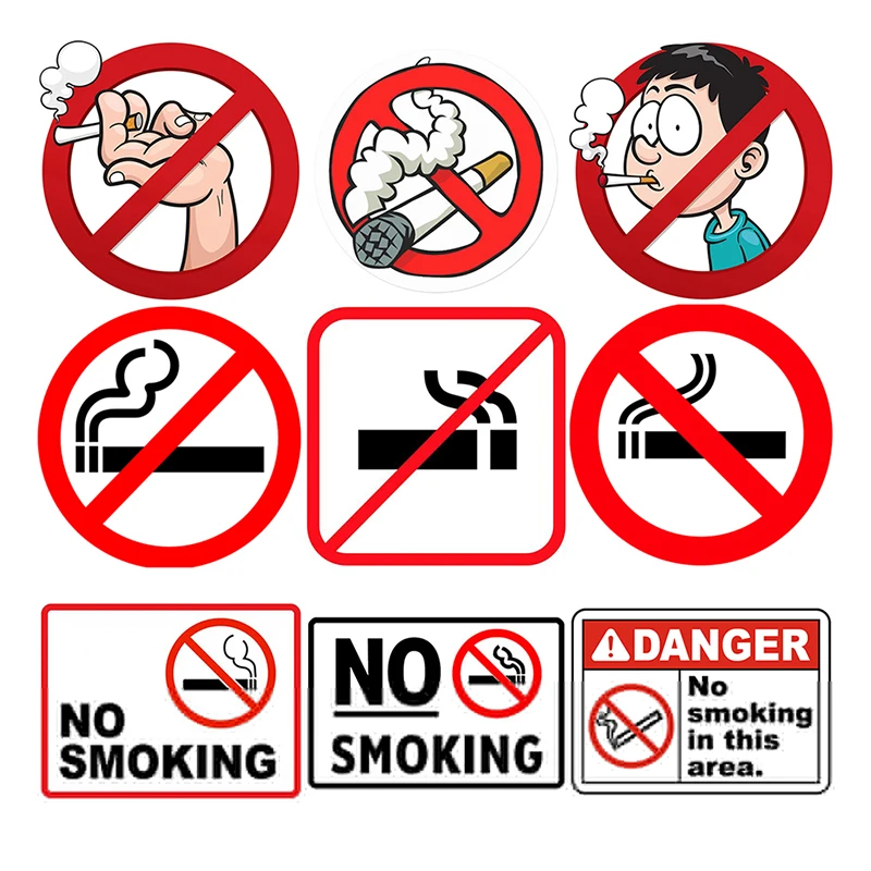 V1619# No Smoking Sign Car Stickers Funny Vinyl Decal for Auto Motorcycle Home Wall Outdoor Car Accessories