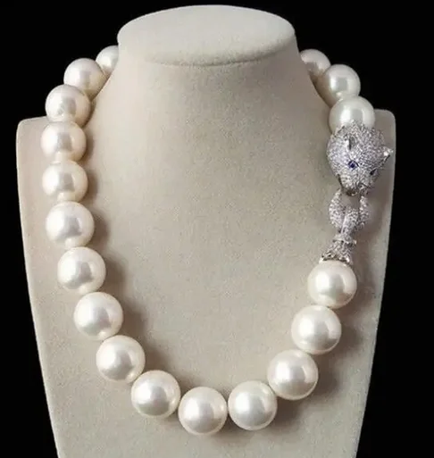 Tremendous Big Sweater chain 45-60cm Huge 14mm Genuine White blue South Sea Shell Pearl Necklace jewelry Wonderful