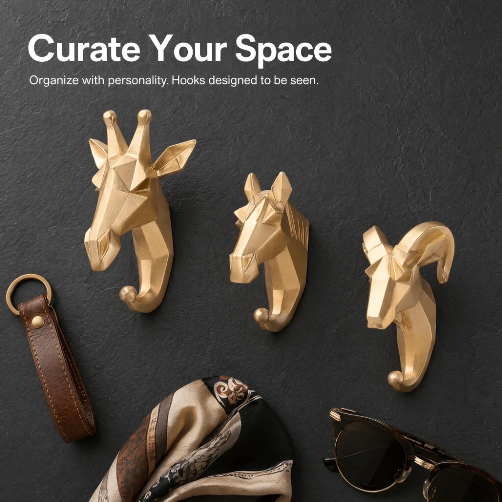 Distinctive Resin Coat Hanger Animal Shape Sturdy Construction Robe Hook Durable Gold Coat Hook Home Decor