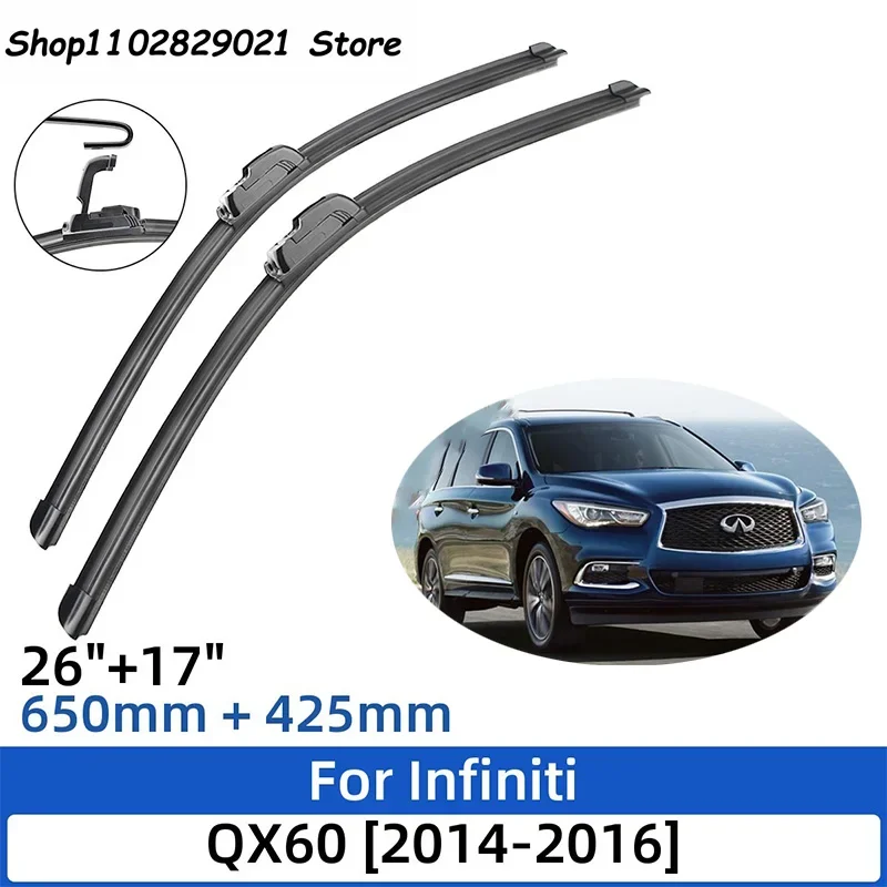 

2PCS For Infiniti QX60 2014-2016 26"+17"Front Rear Wiper Blades Windshield Windscreen Window Cutter Accessories 2014 2015