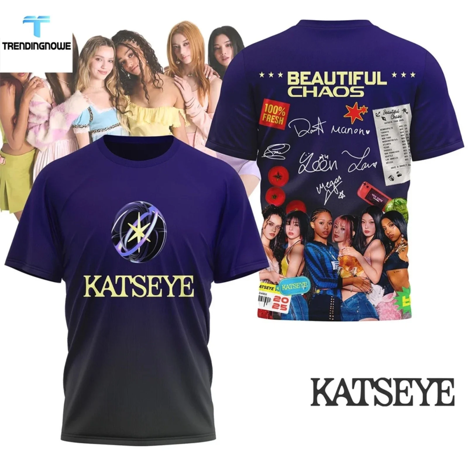 

Katseye Beautiful Chaos 3D Shirt Is A Fashionable and Commemorative Short-sleeved Shirt for Both Men and Women