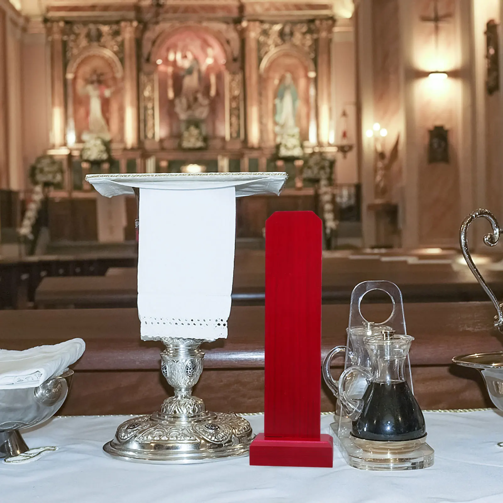 لوحة تذكارية من الخشب الصلب باللون الأحمر، تصميم خالد لتابلت العبادة المثالية لديكور المذبح المنزلي