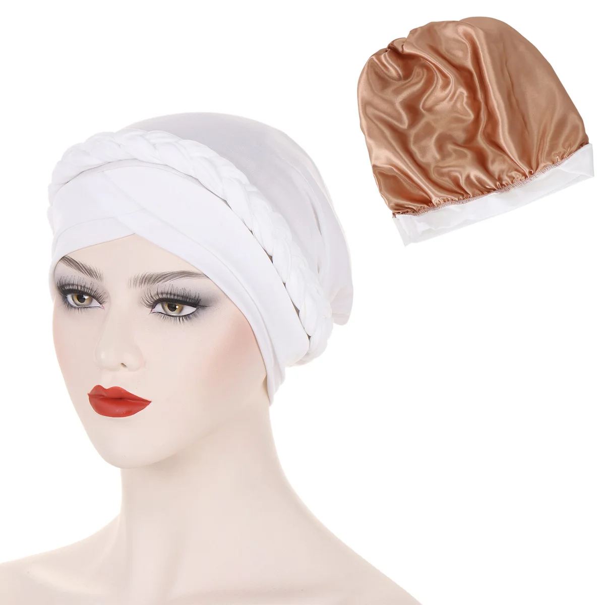 Crossed Forehead Satin Lined Muslim Turban For Women Islamic Inner Hijab Cap UnderScarf Arab wrap Head Scarves turbante mujer