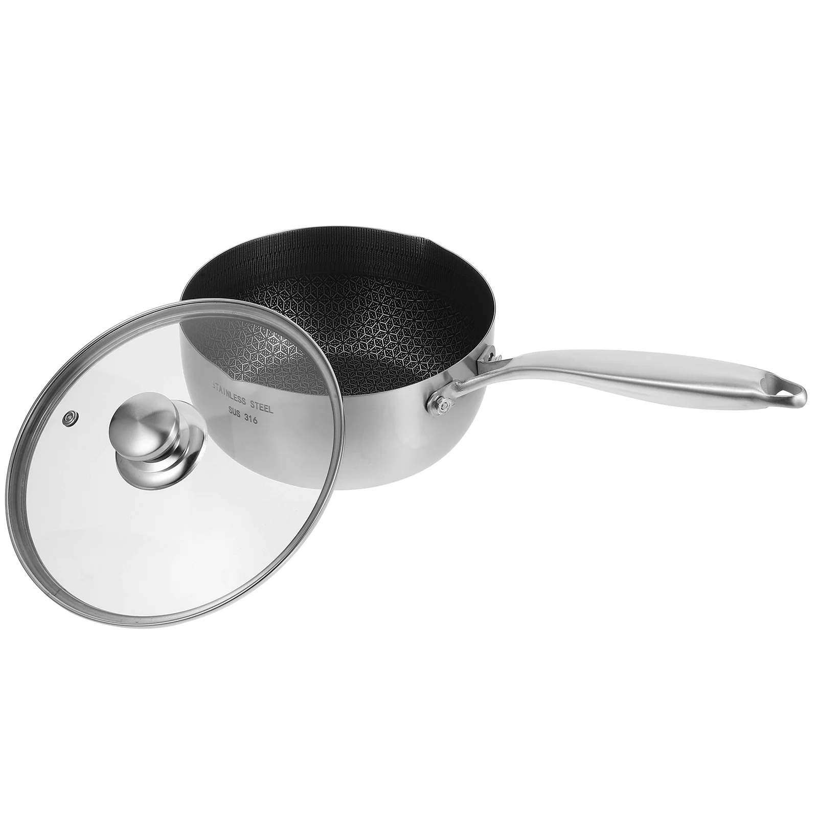 

1 Set Small Stainless Steel Soup Pot Noodle Cooking Pan Thickened Base Heat Resistant Non-Stick Saucepan Household Stew Pot