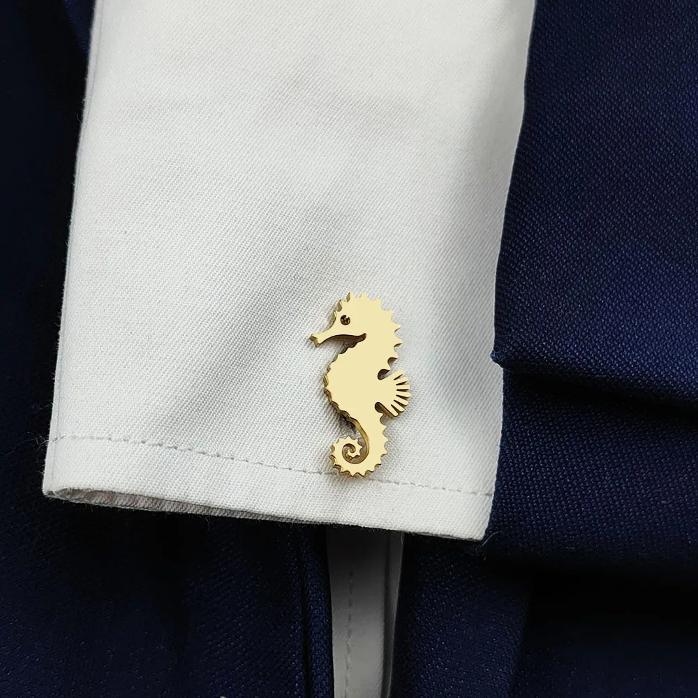 Foreign trade new seahorse brooch stainless steel material factory direct sales men's shirt accessories