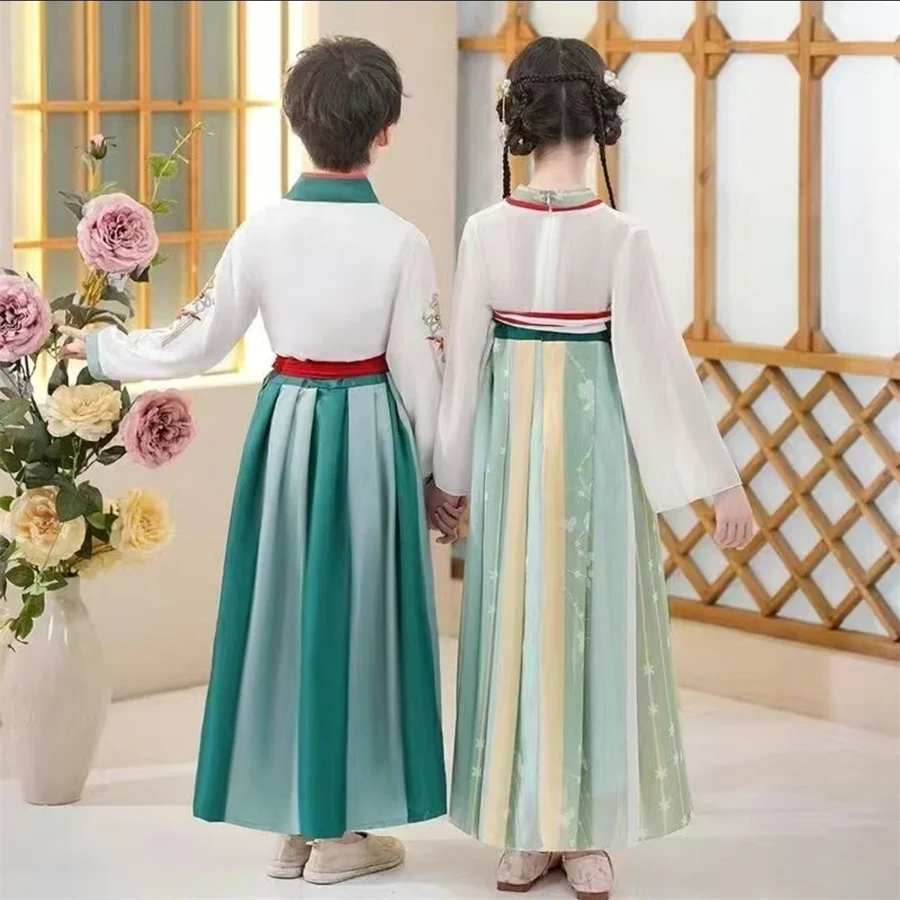 Hanfu Boys Girl Traditional Chinese Dress School Clothes Style Ancient Children's Performance Students Red Modern Hanfu Kids