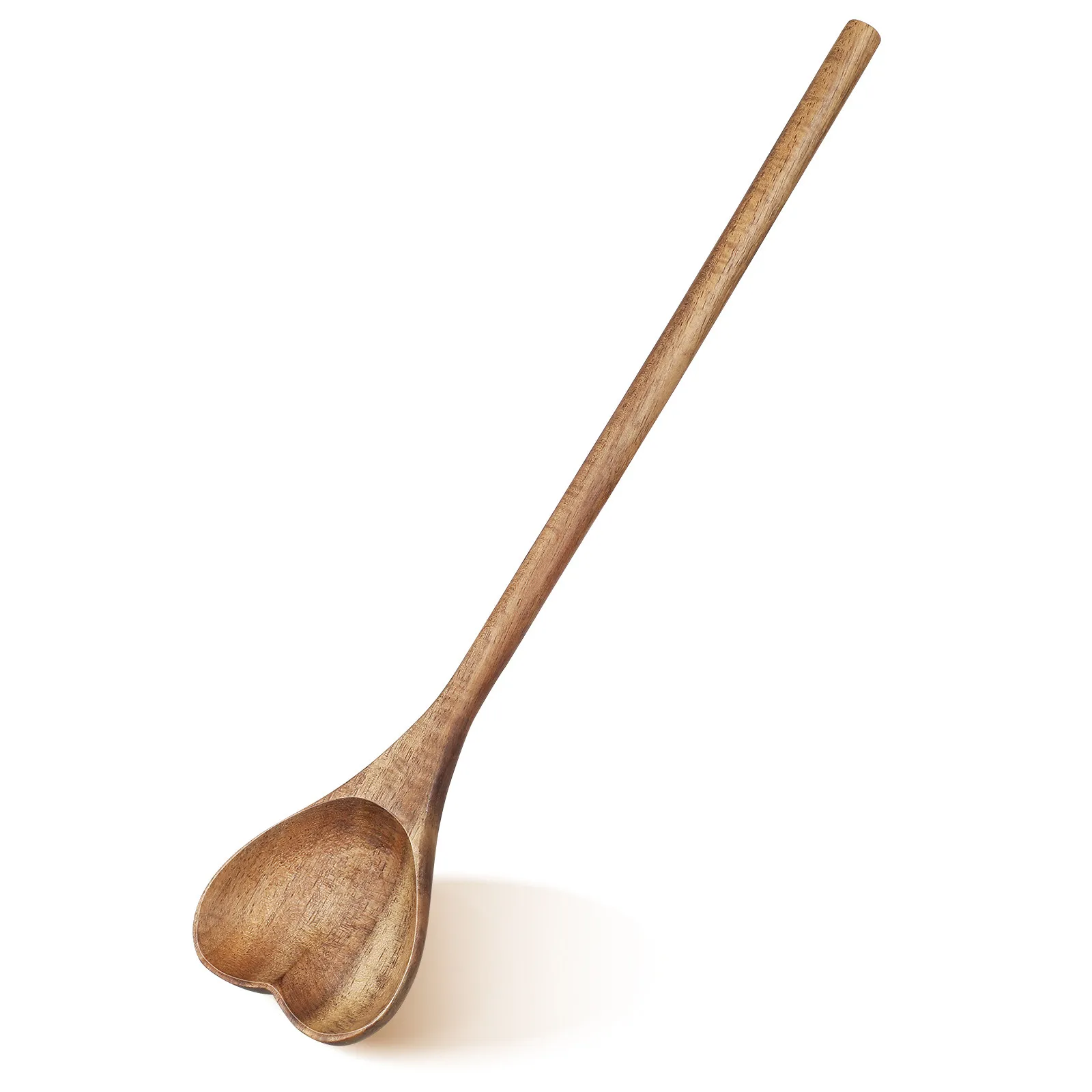 Heart Shaped Wooden Mixing Spoon Premium Ergonomic Handle for Honey Tea Desserts Stirring Reusable Elegant Kitchen Utensil Gift