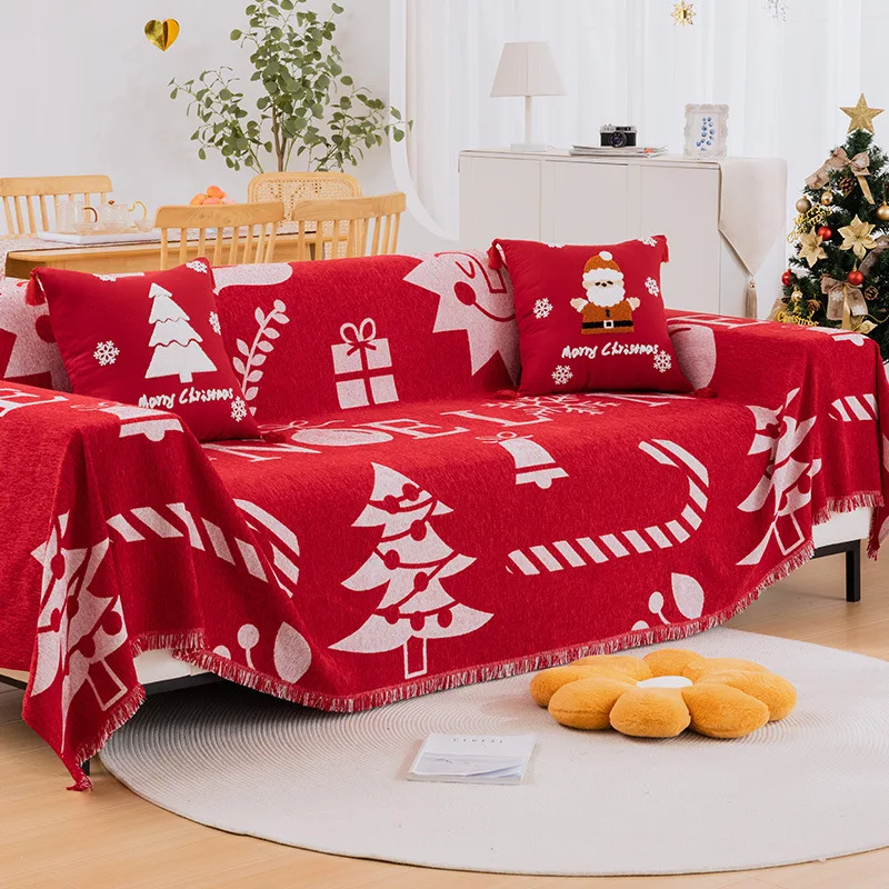 Christmas Solid Color Four Seasons Cotton Thread Blanket Simple Cushion Ins Wind Sand Hair Towel Fashion Lunch Blanket