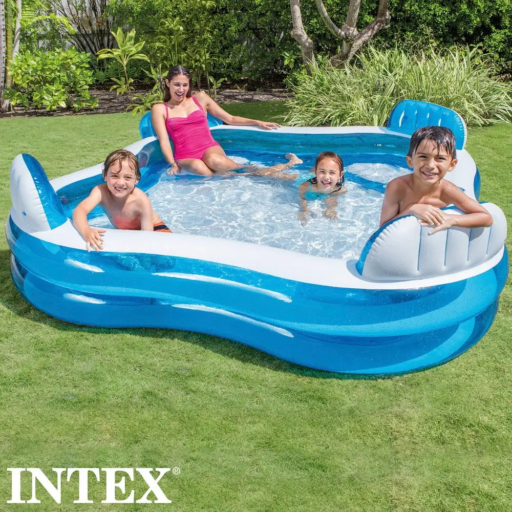 56475EP Swim Center Family Lounge Inflatable Pool, 90 X 90 X 26, for Ages 3
