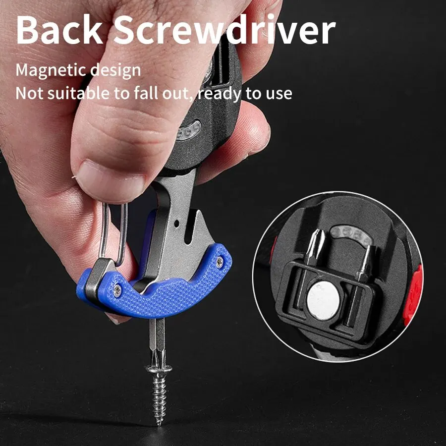 Mini COB Portable Keychain Flashlight 7 Lighting Modes Emergency Lamp with Screwdriver Window Breaking Hammer Seat Belt Cutter