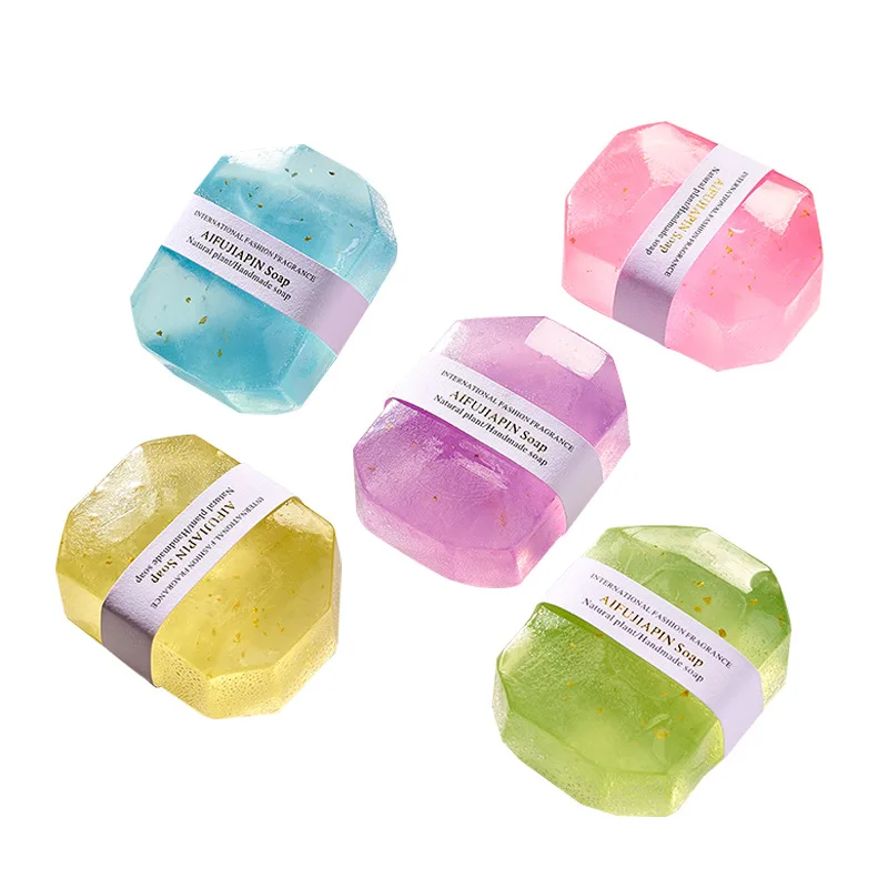 Diamond Gold Foil Handmade Soap Natural Essential Oil Moisturizing Cleansing Bath Face Soap
